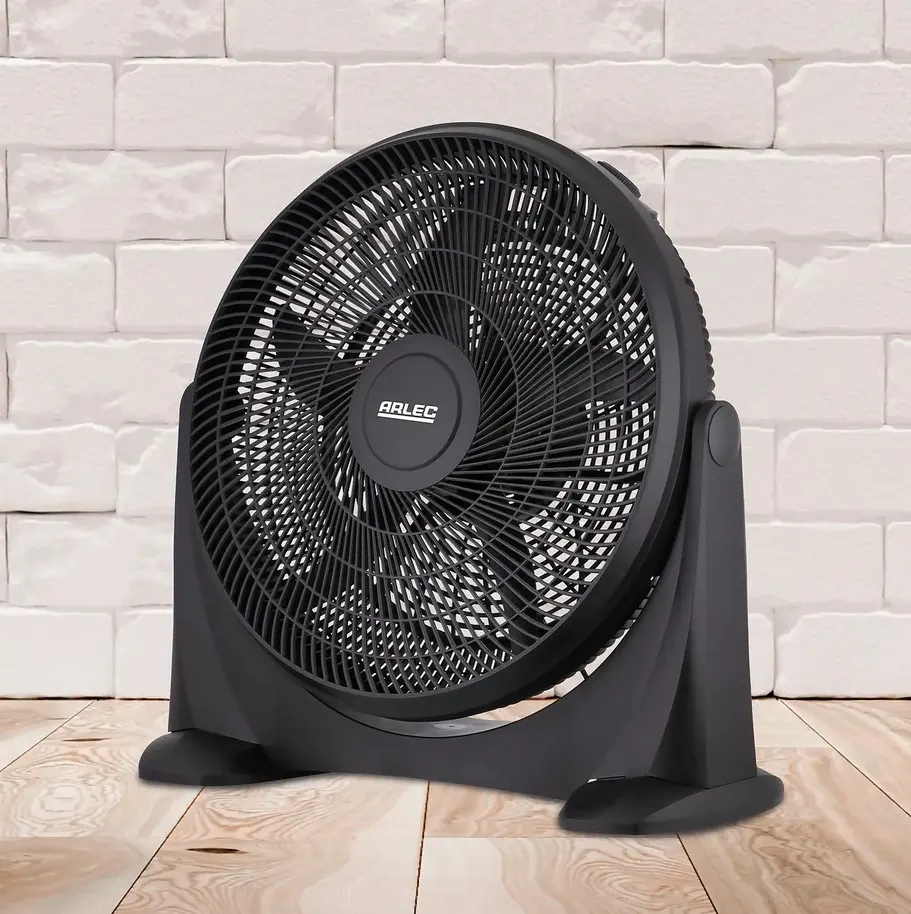 (131/Mez/1D) Lot RRP £80. 2x Arlec 20Inch High Velocity Plastic Floor Fan Black, 3 Speed Settings,