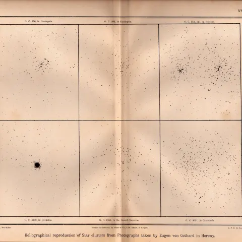 Star Atlas Heliographical Star Clusters Astronomy Antique Map.