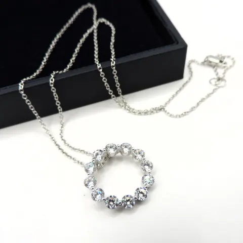 Sterling Silver Gemstone Circle of Life Pendant Necklace New With Gift Pouch