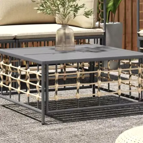 Brand New 70x70x34 cm Anthracite Poly Rattan Garden Table - Stylish Outdoor Furniture
