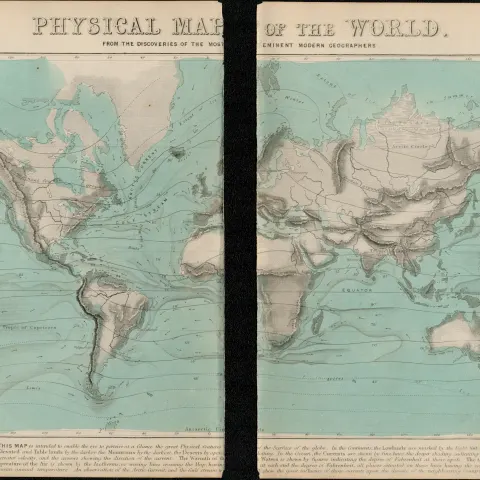 Rare James Reynolds Antique Geology Physical Map of the World.
