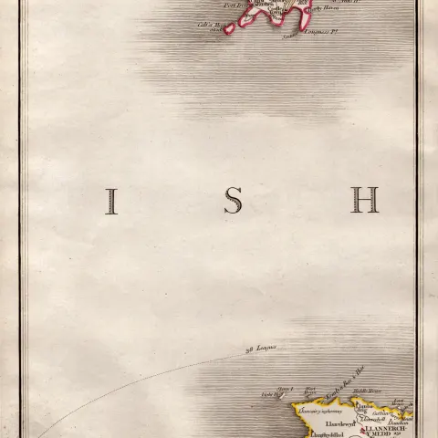 Isle of Man South Douglas, Port Erin John Cary’s Antique George III 1794 Map.
