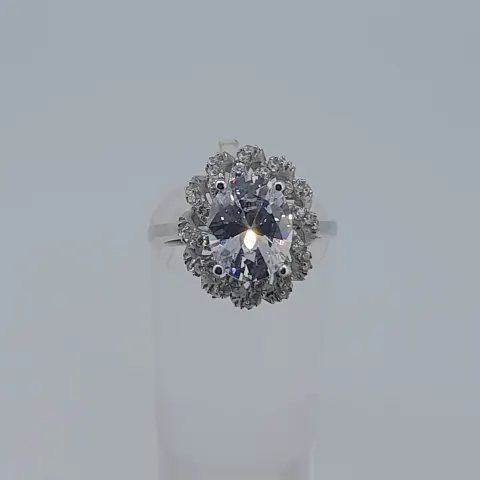Silver Dress Ring Set With CZ Stones