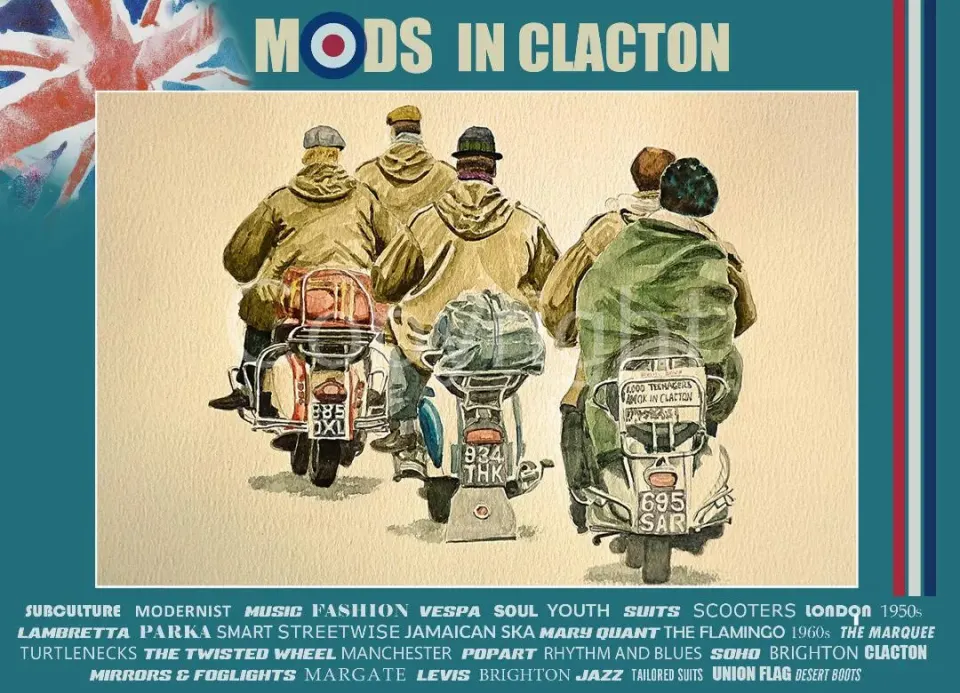 Mod Teenagers Run Amok In Clacton Nostalgic Scene 1960's Metal Wall Art