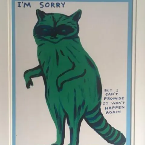 David Shrigley OBE (b 1968) ‘F**K’, Four Humorous Wall Hangings, Animal Thoughts, 2020
