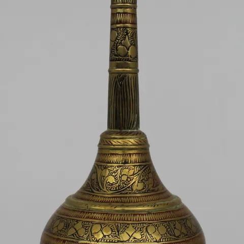 Vintage Indian Engraved Brass Surahi-Style Decorative Vessel