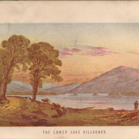 Chromolithographed Antique 1871 Plate The Lower Lake of Killarney.