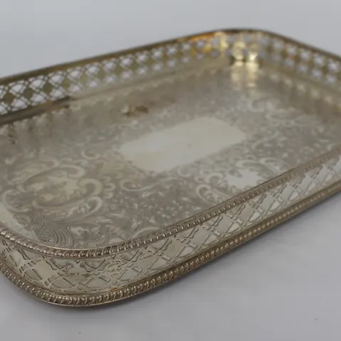 Vintage Galleried Silver Plated Tray