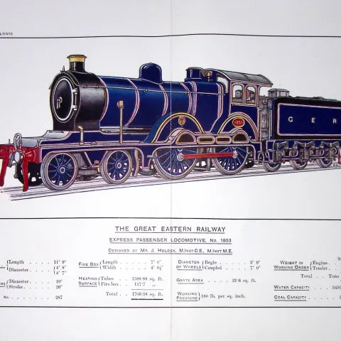 The Great Eastern Railway Detailed Coloured Antique Book Plate.