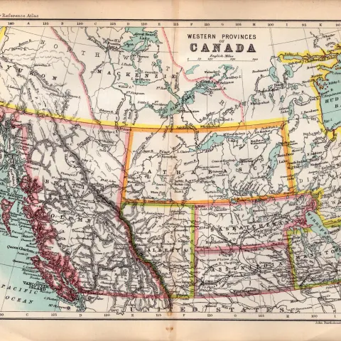 Canada Western Provinces Double Sided Victorian Antique 1896 Map.