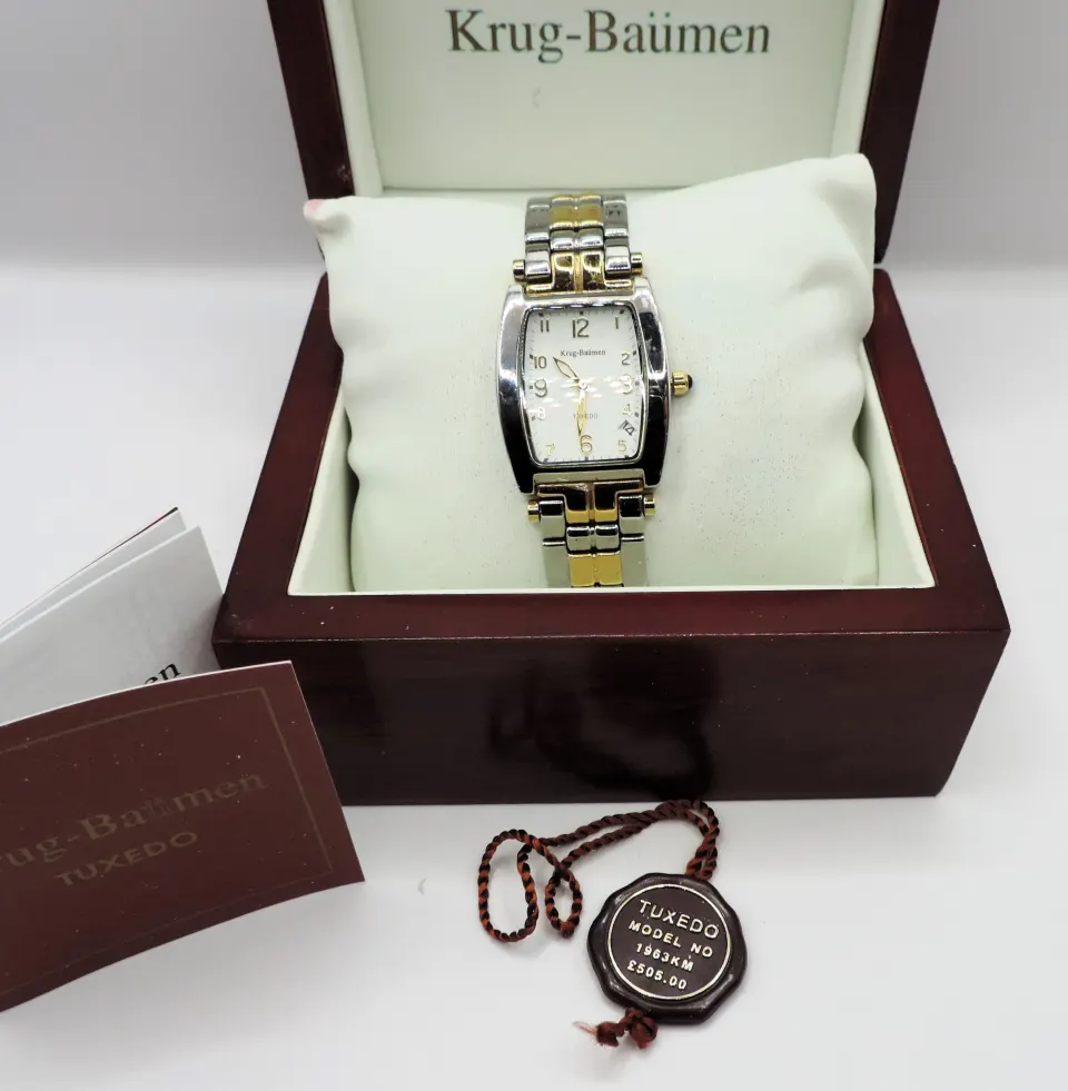 Mens Krug Baumen Tuxedo 19663KM Gold Plated Watch Boxed