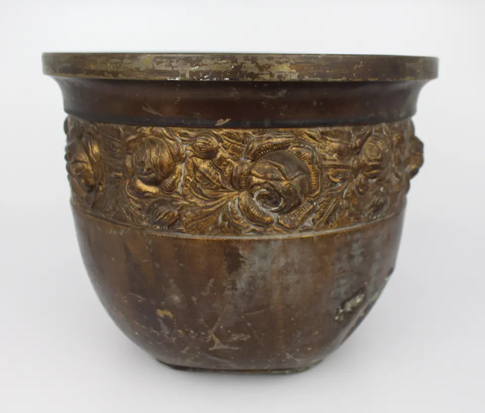 Old Oriental Gilt Metal Jardiniere Pot