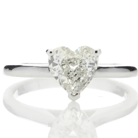 18ct White Gold Single Stone Heart Cut Diamond Ring 1.04