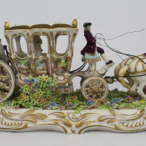 Italian Decorative Porcelain Carriage by Luigi Fabris