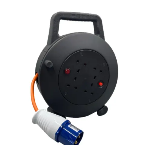 3 Pin CEE Plug To 4 Way BS Socket Cable Reel With 15 Meter