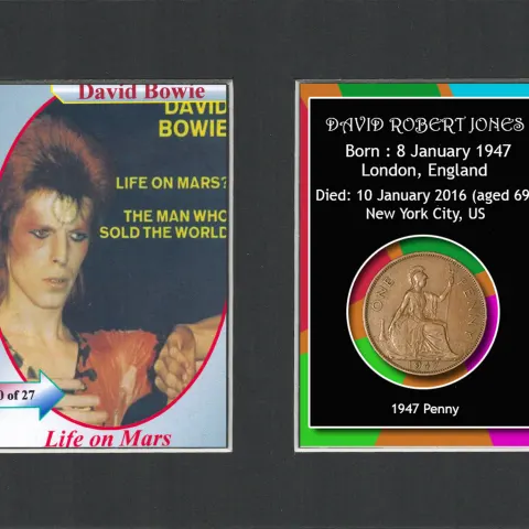 David Bowie Mounted Original 1947 Penny Metal Display Gift Set-1.