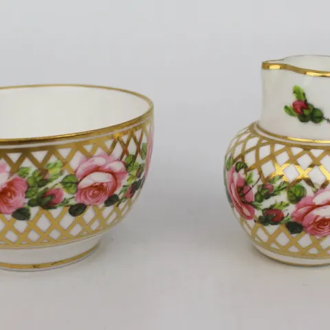 Royal Crown Derby Hand Painted Miniature Jug & Bowl c.1865