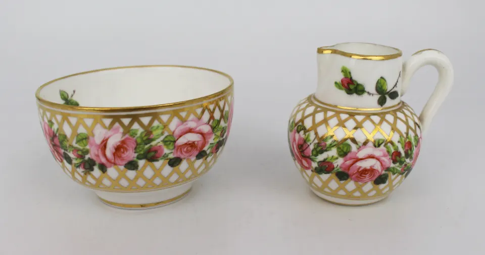 Royal Crown Derby Hand Painted Miniature Jug & Bowl c.1865
