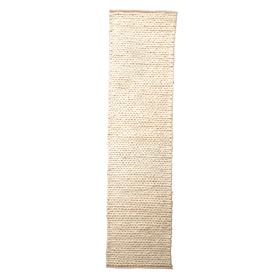 Cream Knitted Runner Wool Rug (60 x 230cm) RRP - £196