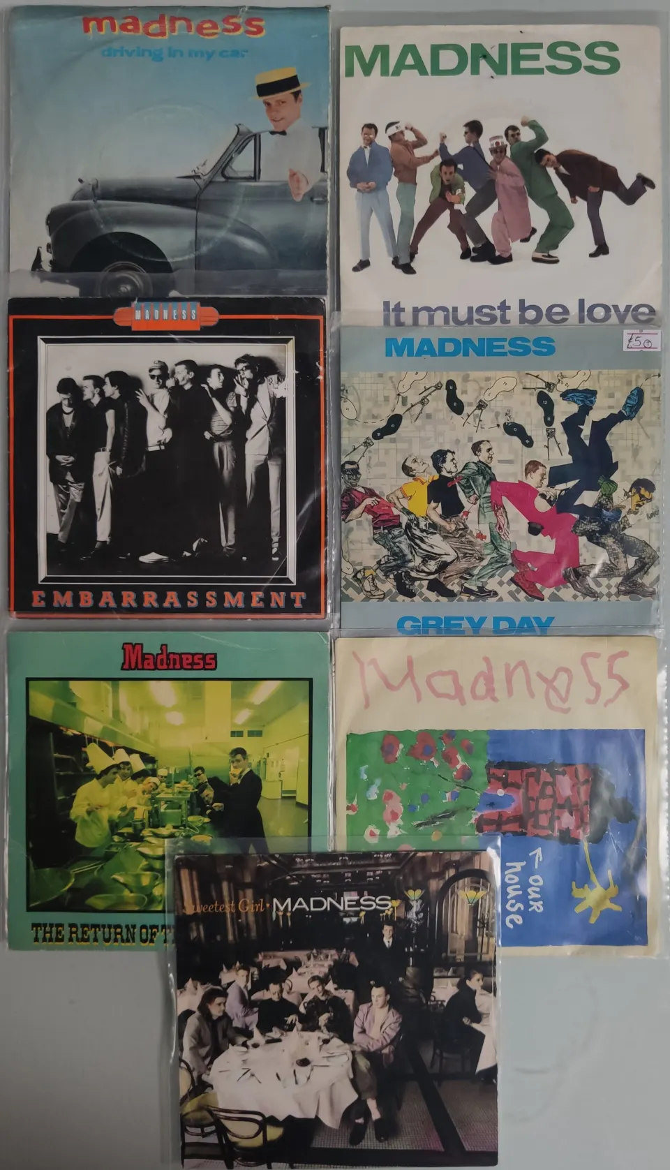 A Collection of 7x Madness 7” Vinyl Singles Mainly VG to VG+ Condition