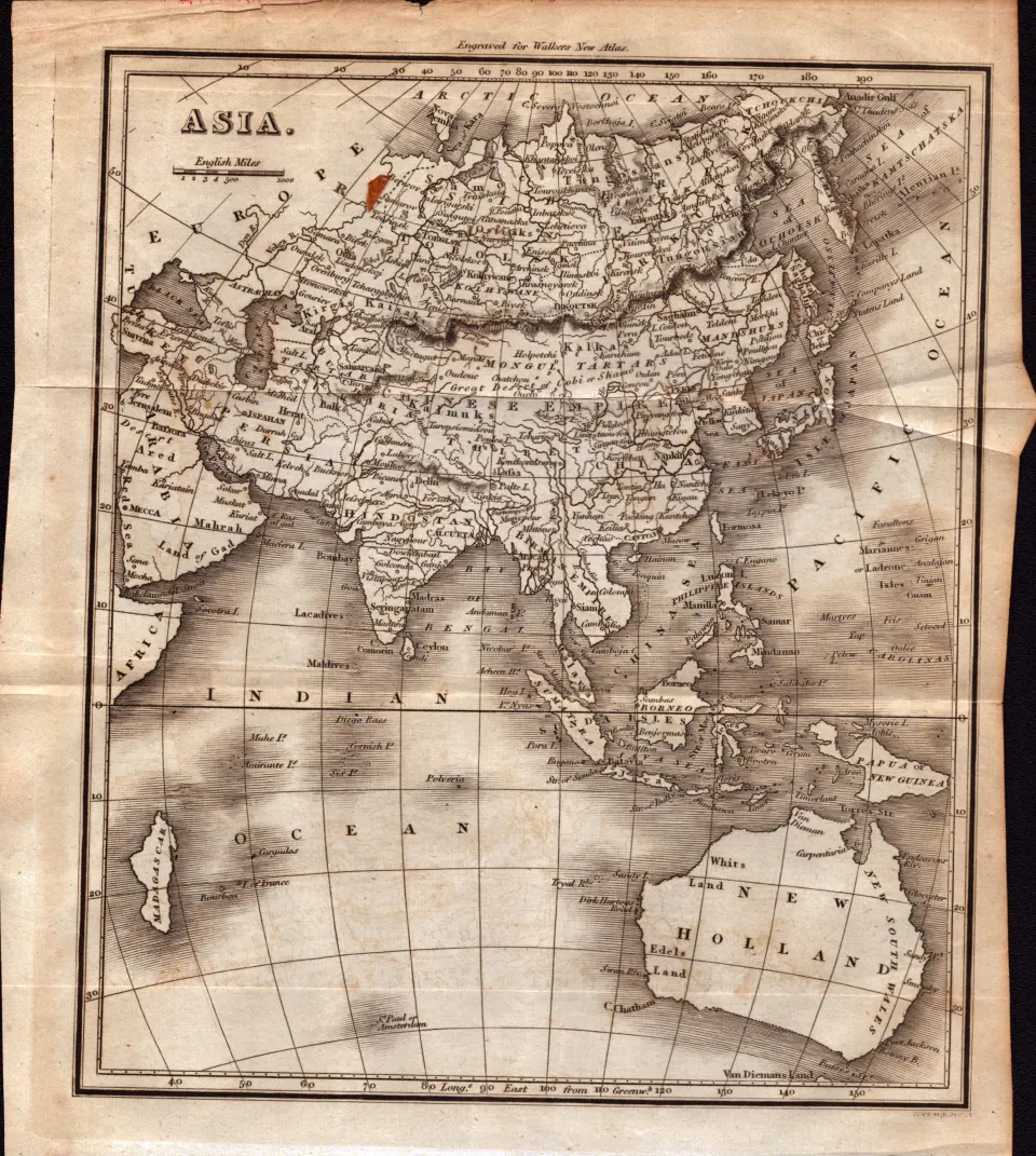 Asia 200 Years Old George VI   Antique J WalkeR 1822 Map.