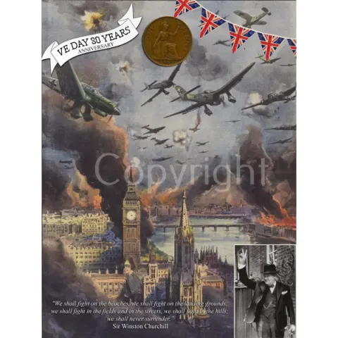 VE Day 80th Anniversary Designed Metal Art Coin Display London Blitz