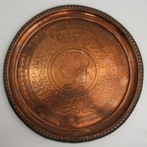 Victorian Copper Wall Plaque – Queen Victoria, Crowned 1838