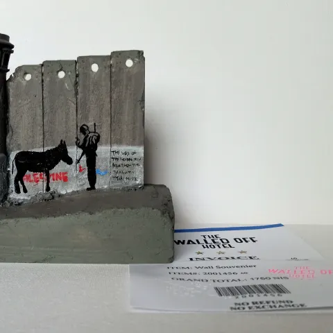 Banksy (Attributed) 'Palestina' Walled Off Hotel Wall Section Sculpture w/Receipt (#0558)