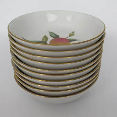 Set of 10 Royal Worcester Evesham Cereal/Pudding Bowls