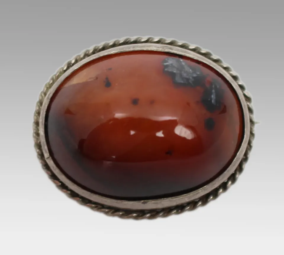 Vintage Silver & Carnelian Brooch