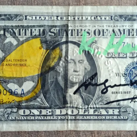 Keith Haring - Andy Warhol Dollar and Lucio Amelio Signed w/COA (#0618)