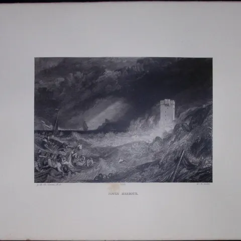 J.M.W Turner Rare “Fowley Harbour Cornwall” 1873  Picturesque Views in England -3