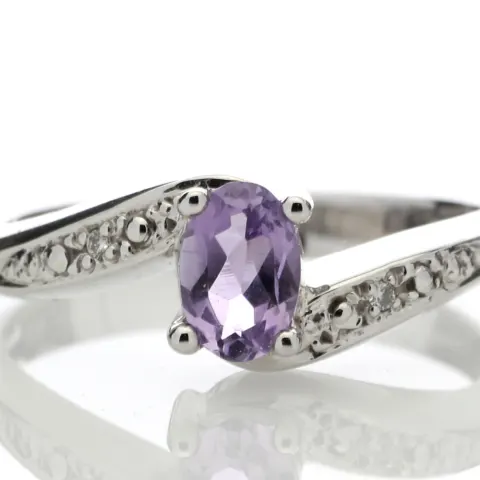 9ct White Gold Amethyst Diamond Ring (A0.50) 0.01 Carats