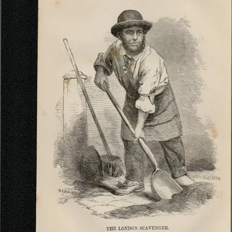 London Victorian  Scavenger Antique Rare 1864 Henry Mayhew Print.