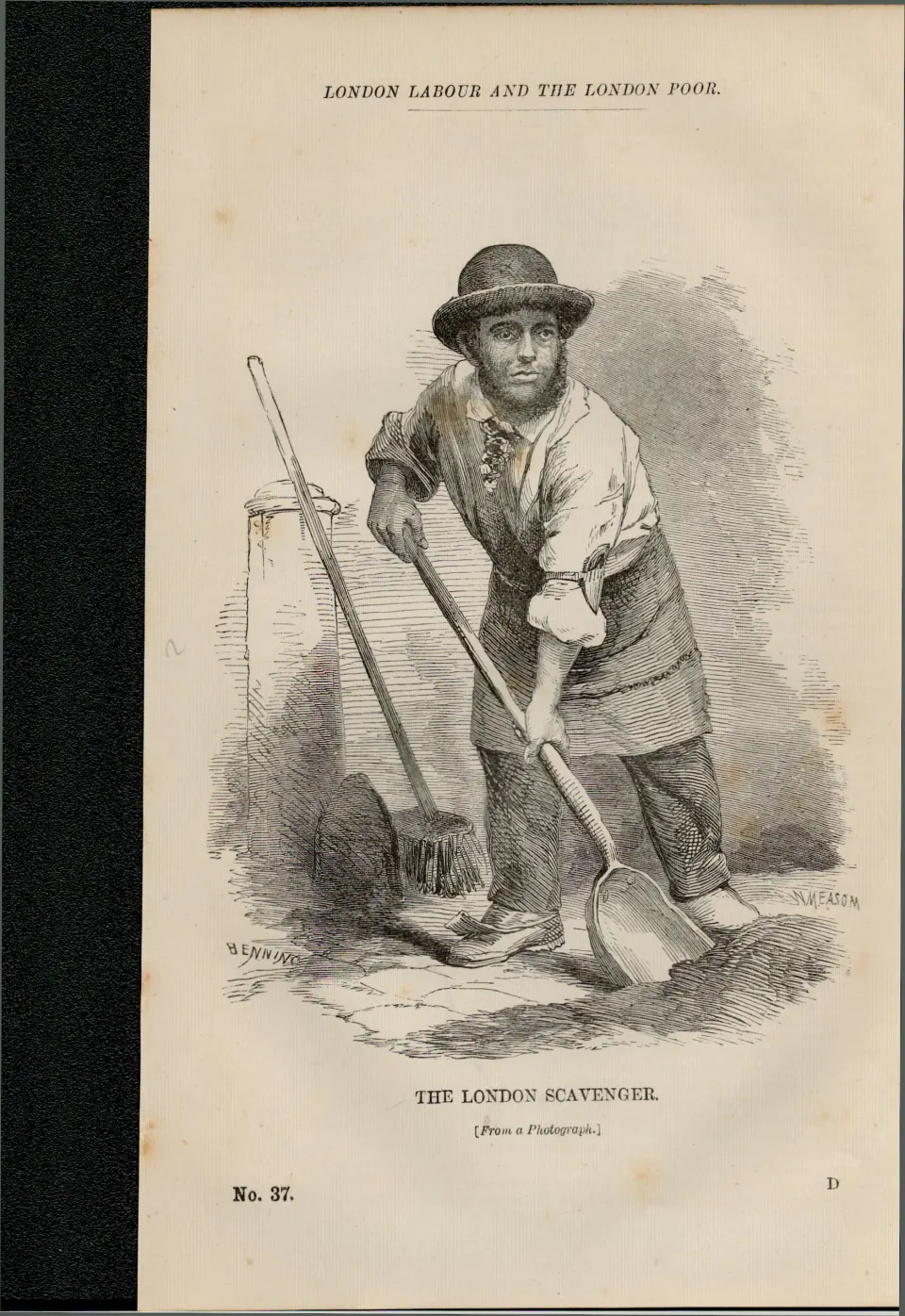 London Victorian  Scavenger Antique Rare 1864 Henry Mayhew Print.