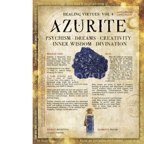 Azurite Crystal Gem Stone Healing Virtues  Large Metal Wall Art