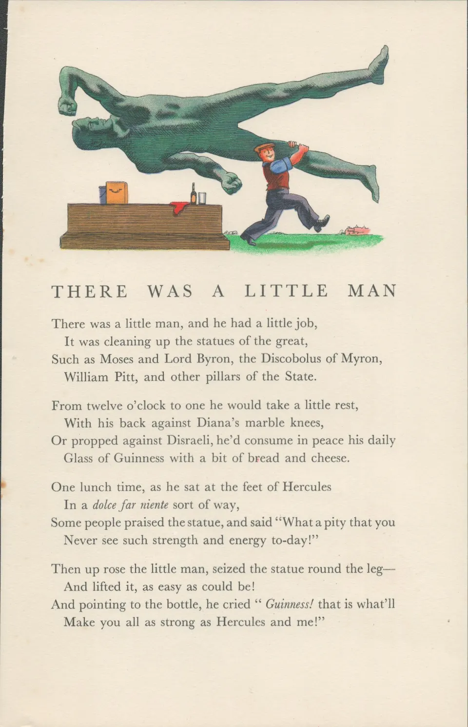 Double Sided Guinness Print 1934 "There Was A Little Man"A Genuine Double Sided Lithographed