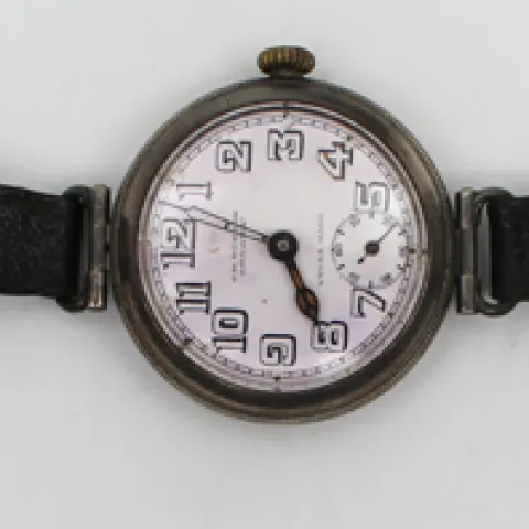 Antique Silver J.W. Benson Trench Wristwatch, London 1915