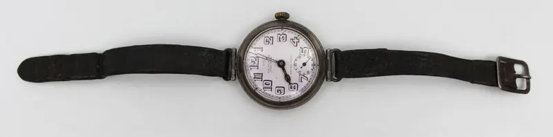 Antique Silver J.W. Benson Trench Wristwatch, London 1915