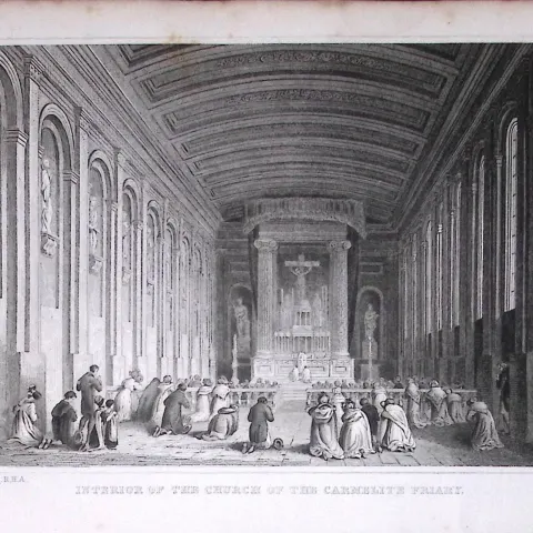 Dublin Church Of The Carmelite Friary 194 Years Old Antique Steel Engraving-23