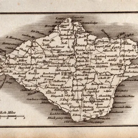 Isle of Wight Antique Copper Engraved George IV  Map by Sidney Hall.