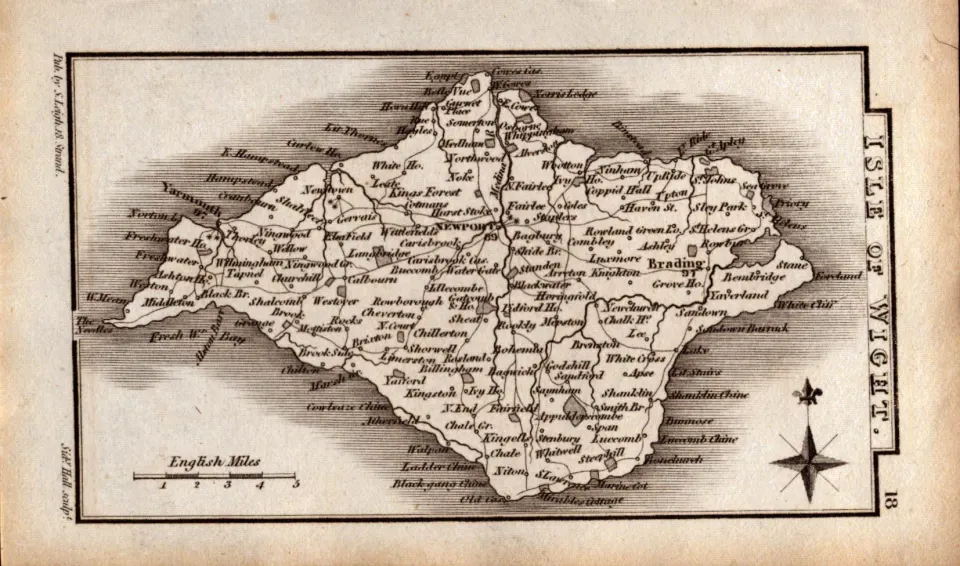Isle of Wight Antique Copper Engraved George IV  Map by Sidney Hall.