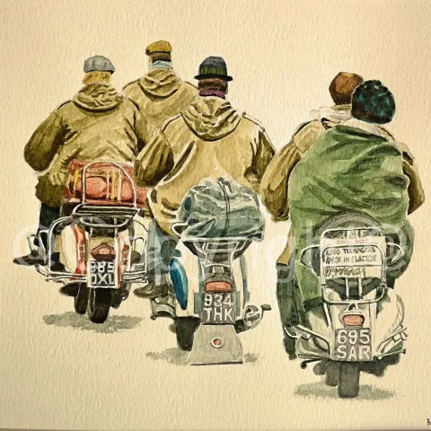 Mods In Clacton On Tour Nostalgic 1960's Large Metal Wall Art