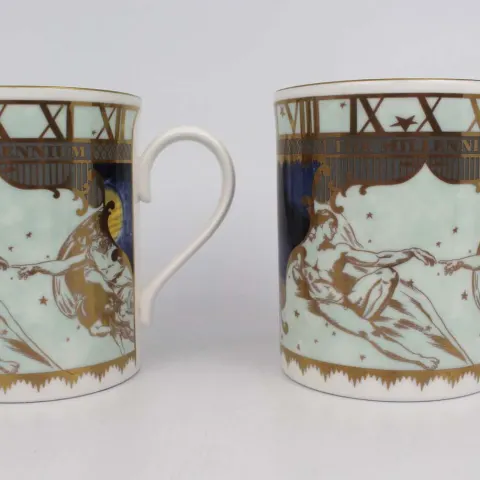 Pair of Royal Worcester Millennium Tankards