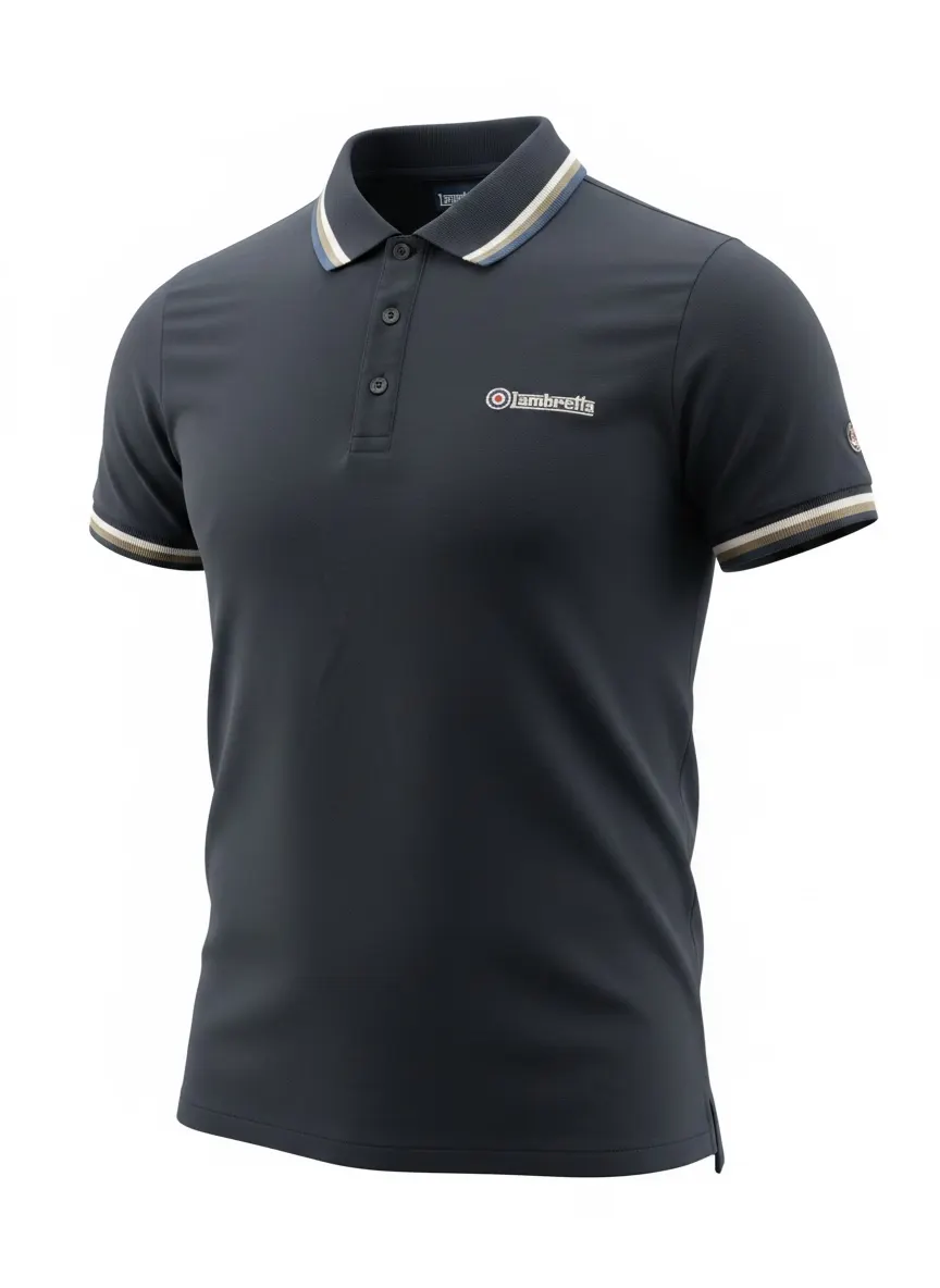 Lambretta Men's Twin Tipped 3 Button Polo - Small - RRP £30.00 L29c sku-2623
