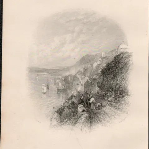 Cove Lane Cobh Cork 1837-38 Victorian Antique Engraving.