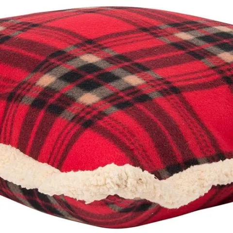 6x SOFT TOUCH RED TARTAN CUSHIONS WITH FLEECY TRIM