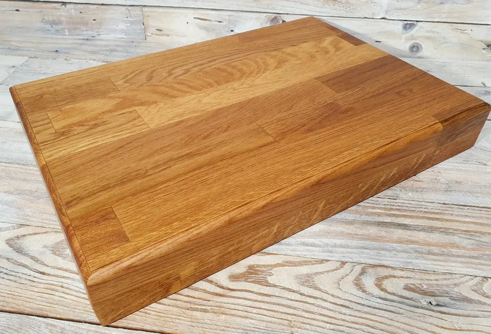 Medium Solid Oak Heavy Weight Professional Wooden Chopping Board 40cm x 34cm x 6cm Thick Rrp £119