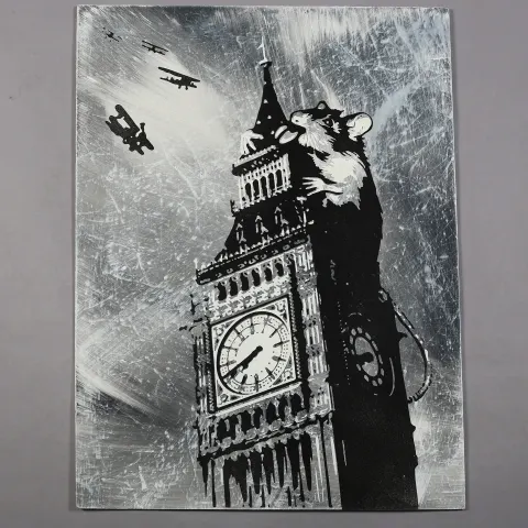 Rourke Van Dal (b1964) 'Rat On Big Ben', Spray Paint and Acrylic On Board, Signed, Editioned, 2009