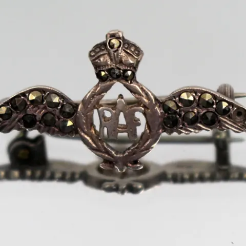 Vintage RAF Silver & Marcasite Sweetheart Brooch